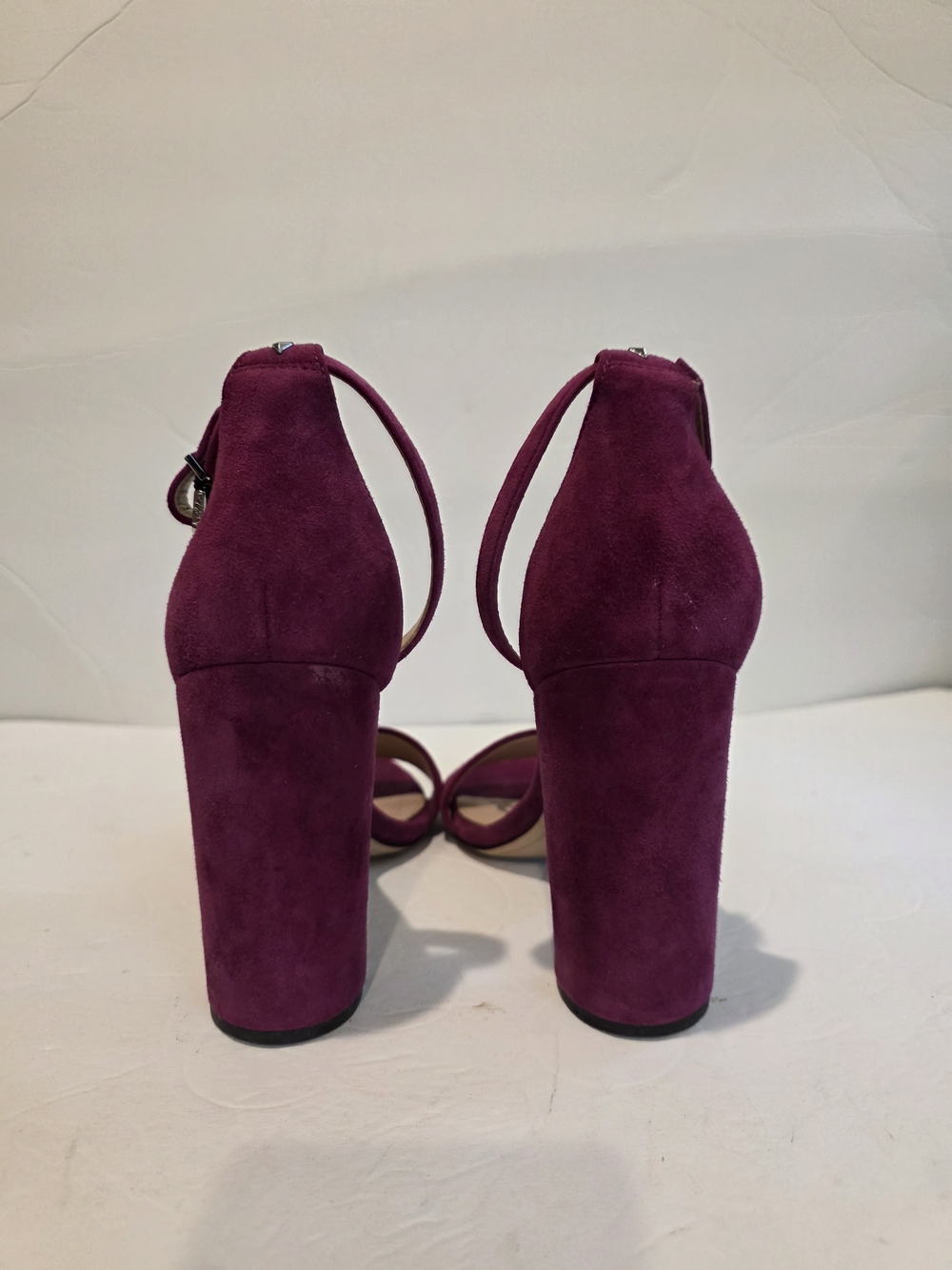 Sam Edelman Fuchsia Suede Block Heel Sandals with Ankle Strap Size 9 Yaro - Picture 2 of 12